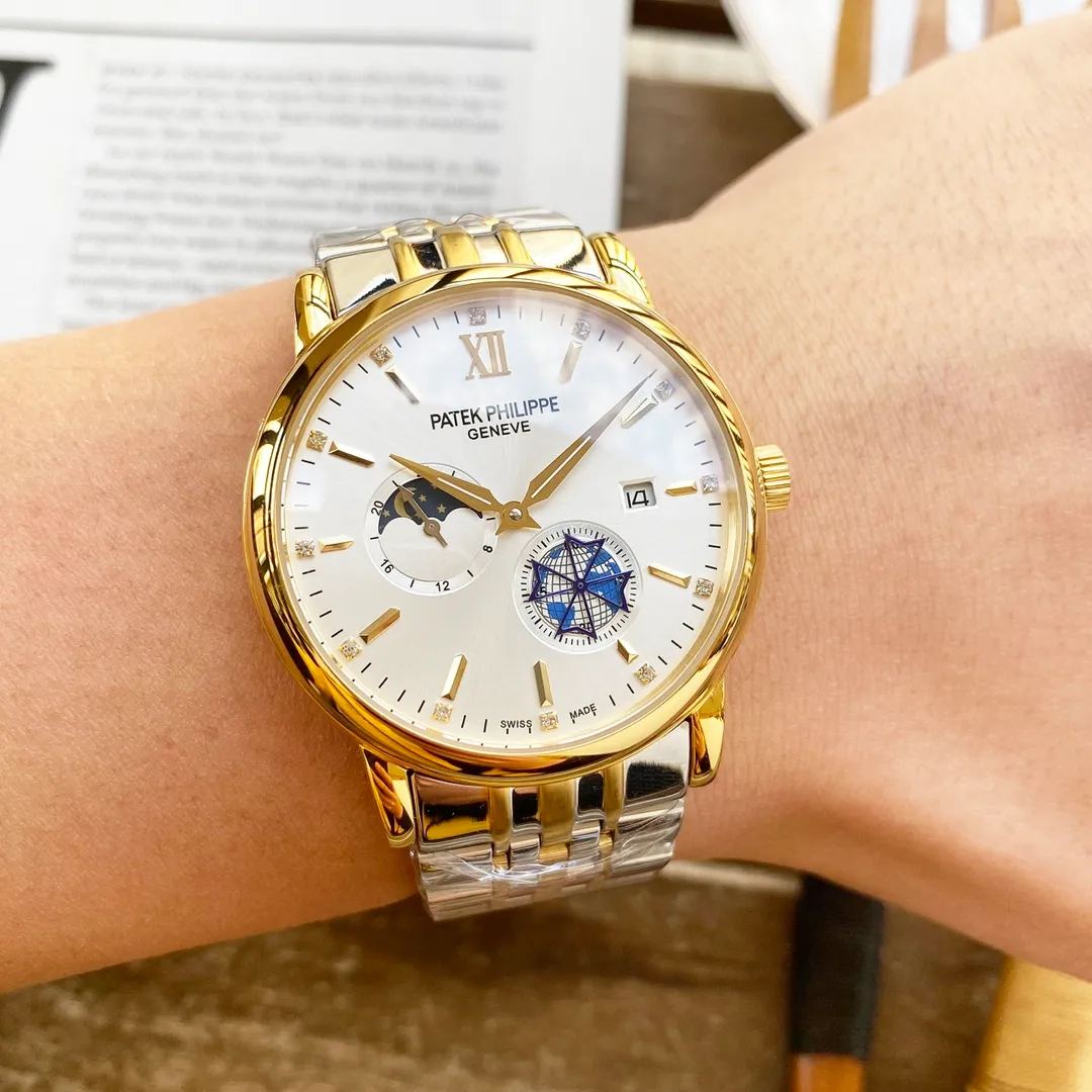 【High-end replica】💰1440! Patek.Philippe's premium men's watch features a four-hand separated moon design, exquisite craftsmanship, originality, nobility and gentlemanly style. Using fully automatic mechanical movement, top-grade 316 stainless steel case, imported calfskin strap, mineral super mirror, size 41*13